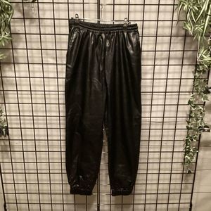 Faux Leather Jogger Tie Pants B125
